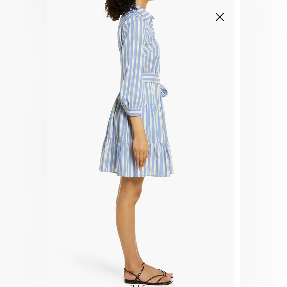 ELIZA J Stripped Belted Shirtdress SIZE: 6 - Picture 4 of 14